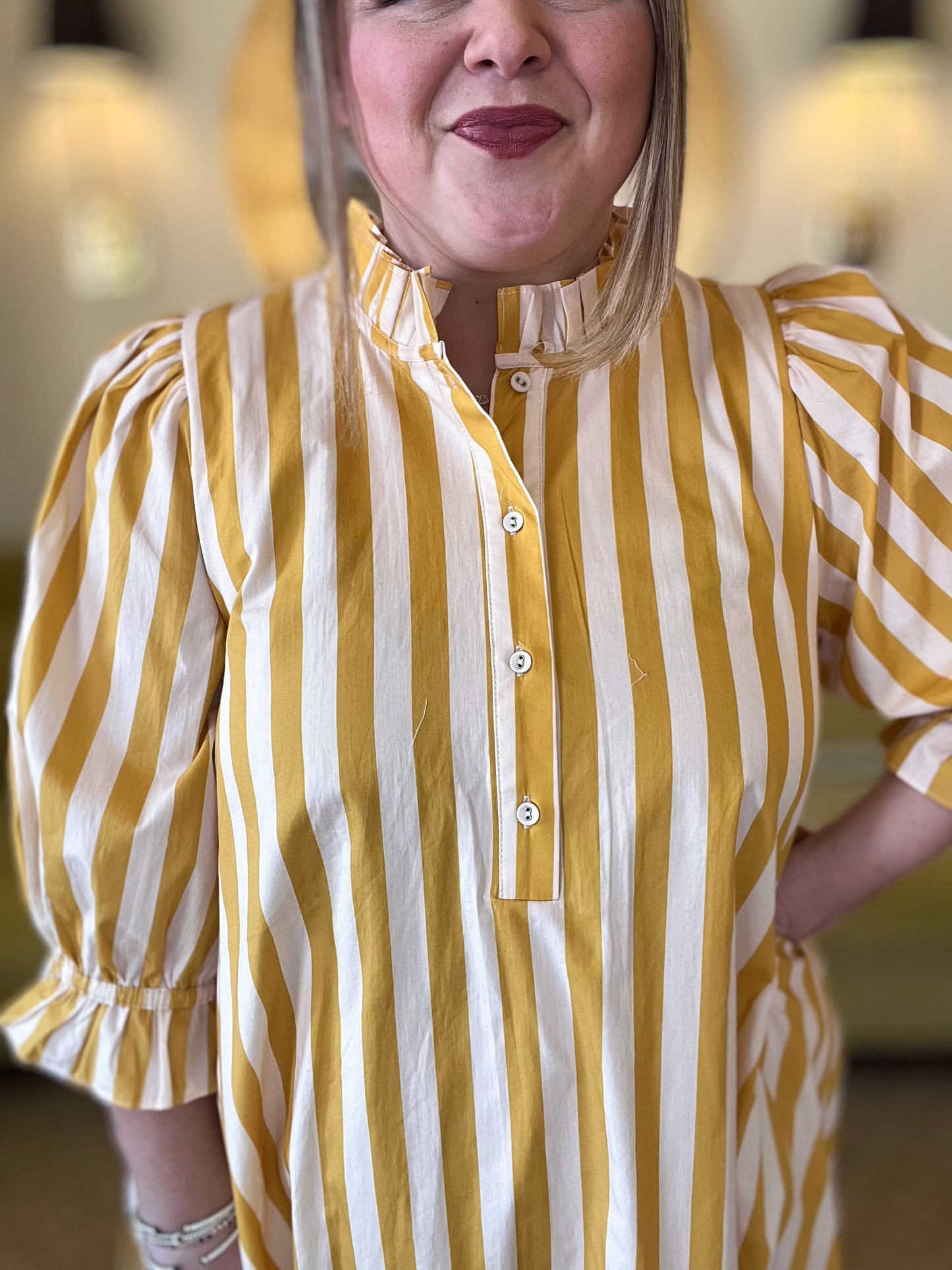 Sunshine Stroll Curvy Yellow Mini Dress