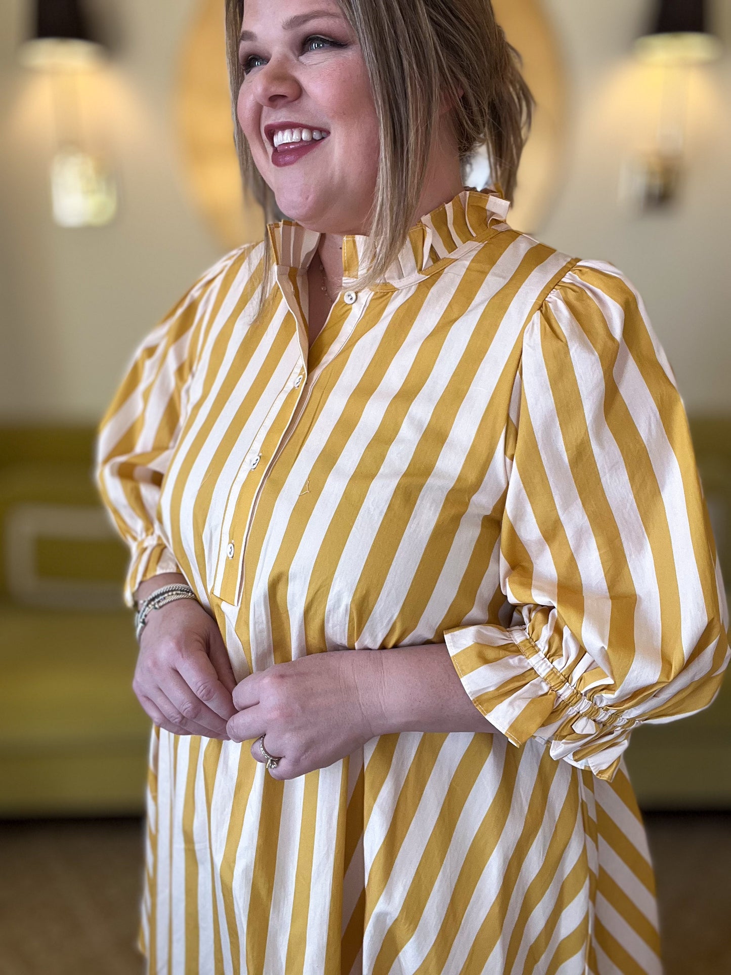 Sunshine Stroll Curvy Yellow Mini Dress