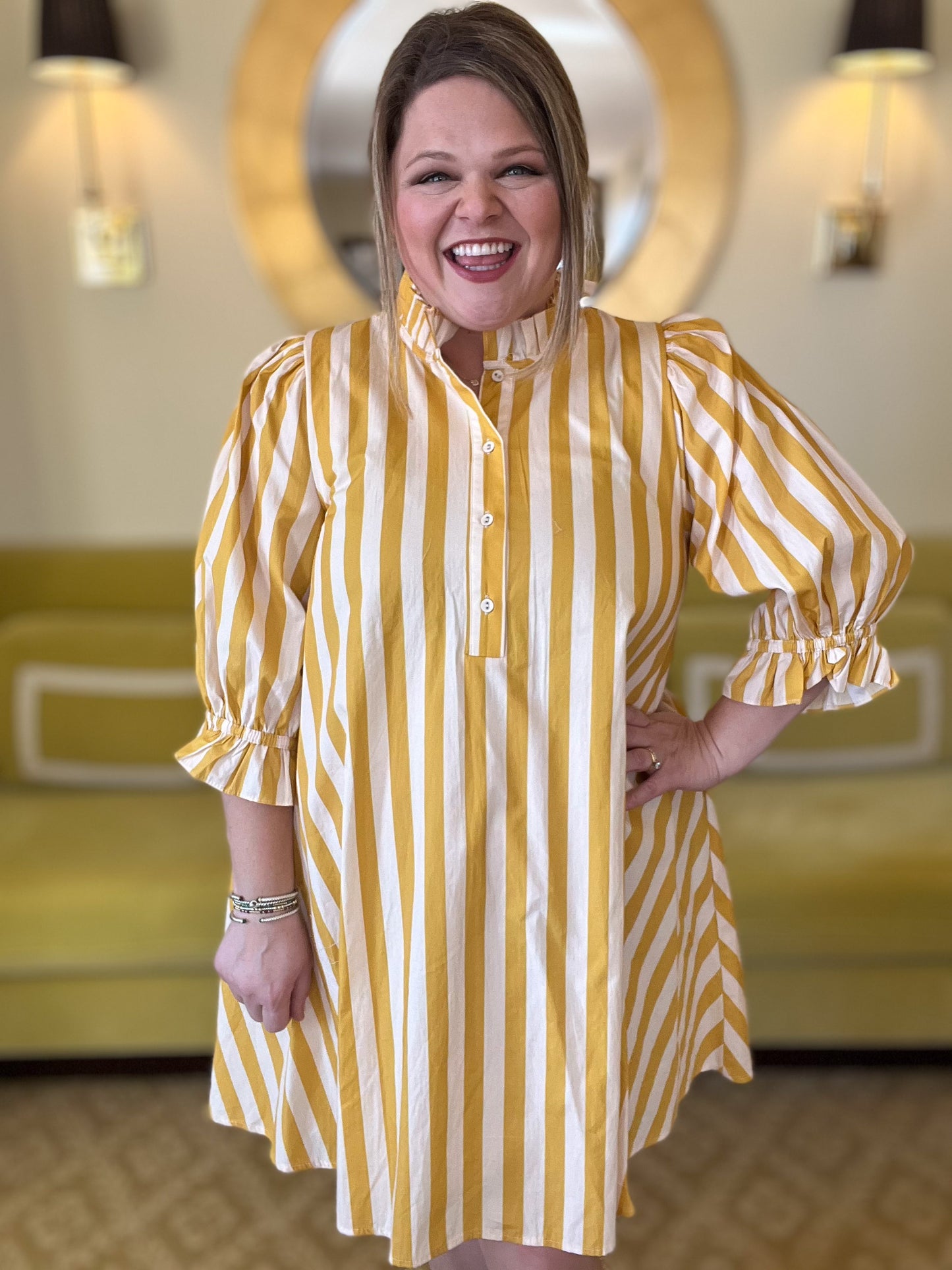 Sunshine Stroll Curvy Yellow Mini Dress