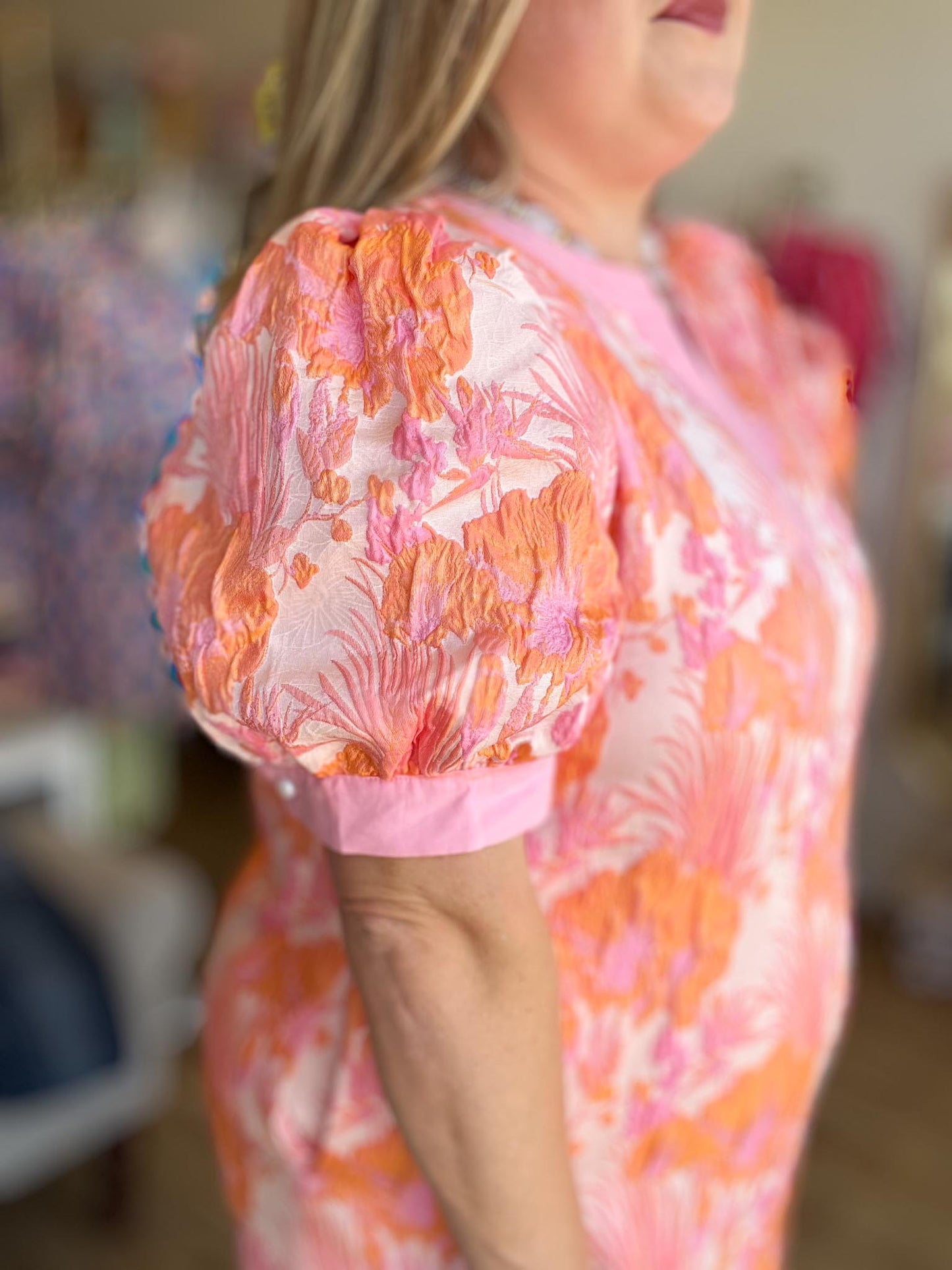 Sweet Celebration Curvy Peach Jacquard Mini Dress