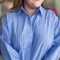 Sweet Land of the Free Curvy Blue Pinstripe Button Up
