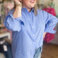 Sweet Land of the Free Curvy Blue Pinstripe Button Up