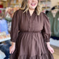 Sweet Like Pecan Pie Curvy Ruffle Trim Babydoll Dress