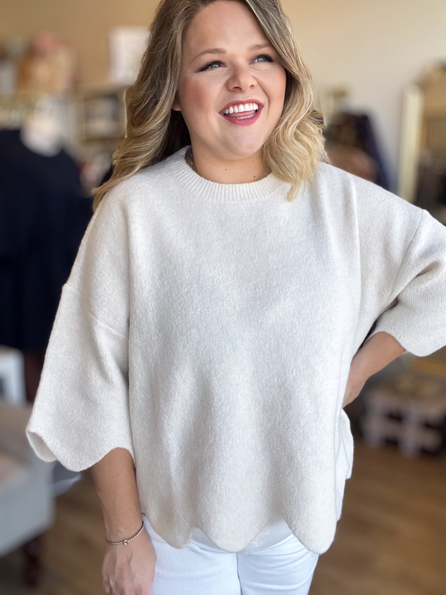 Sweet Scallops Cream Sweater