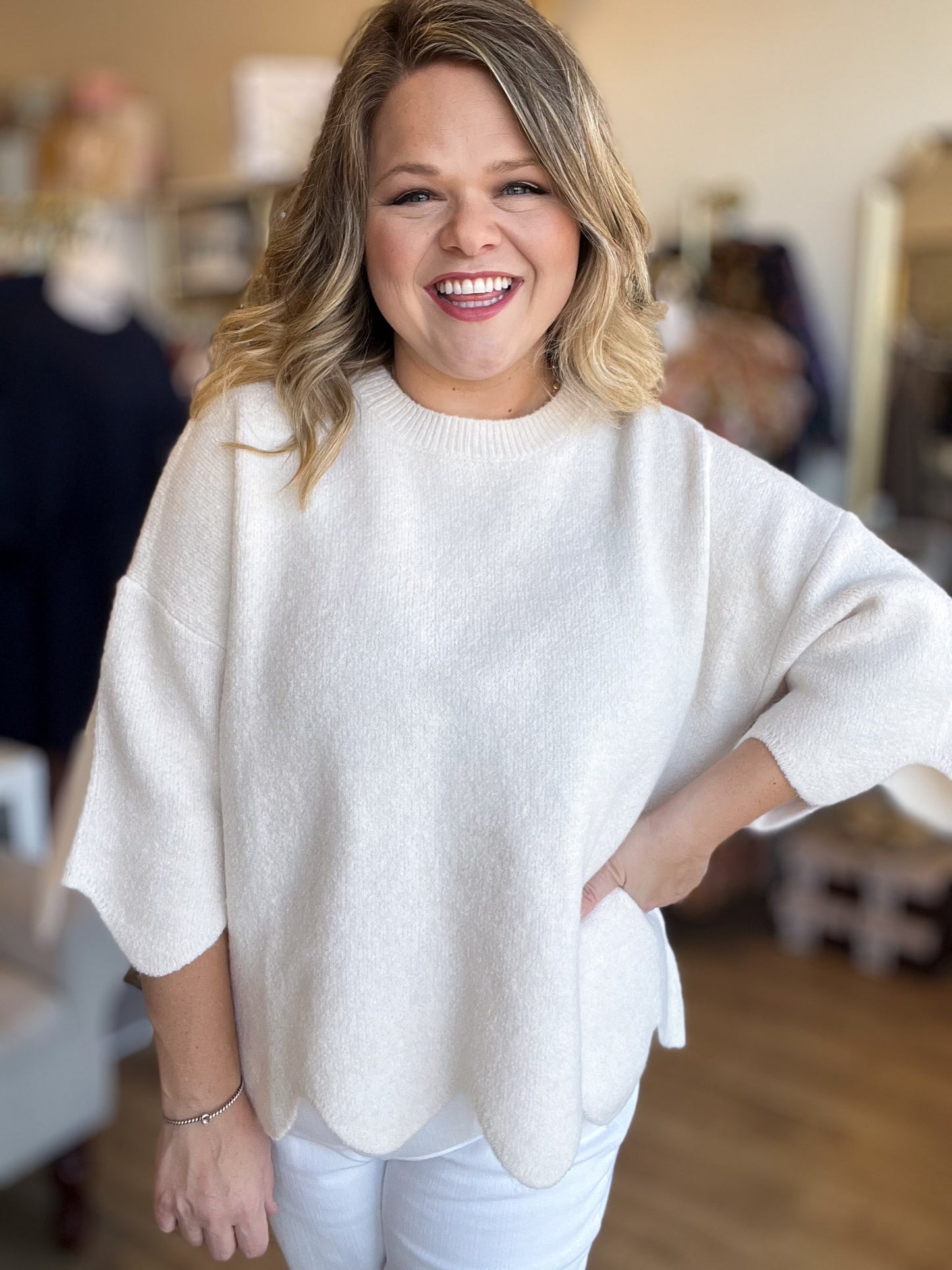 Sweet Scallops Cream Sweater