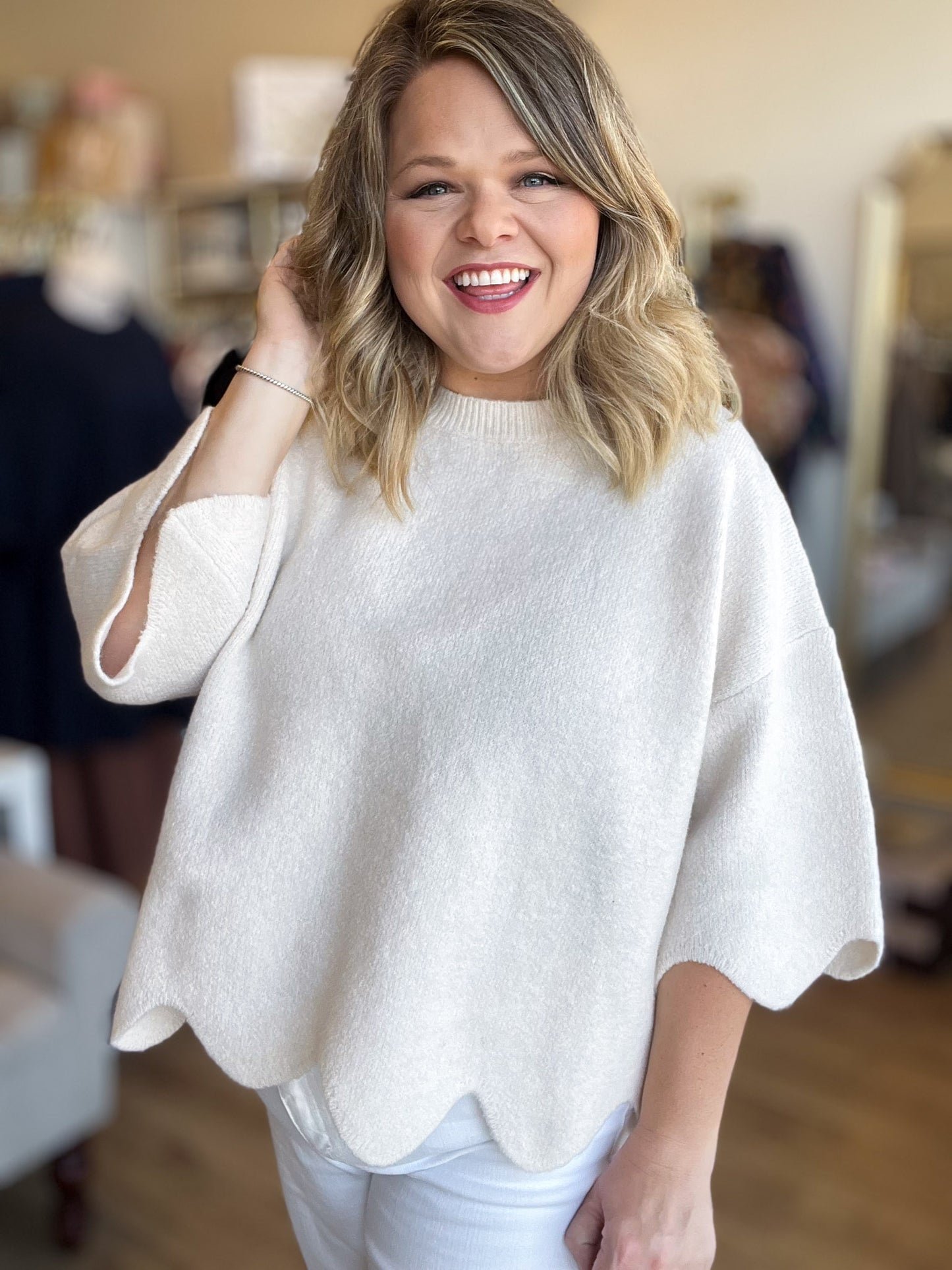 Sweet Scallops Cream Sweater