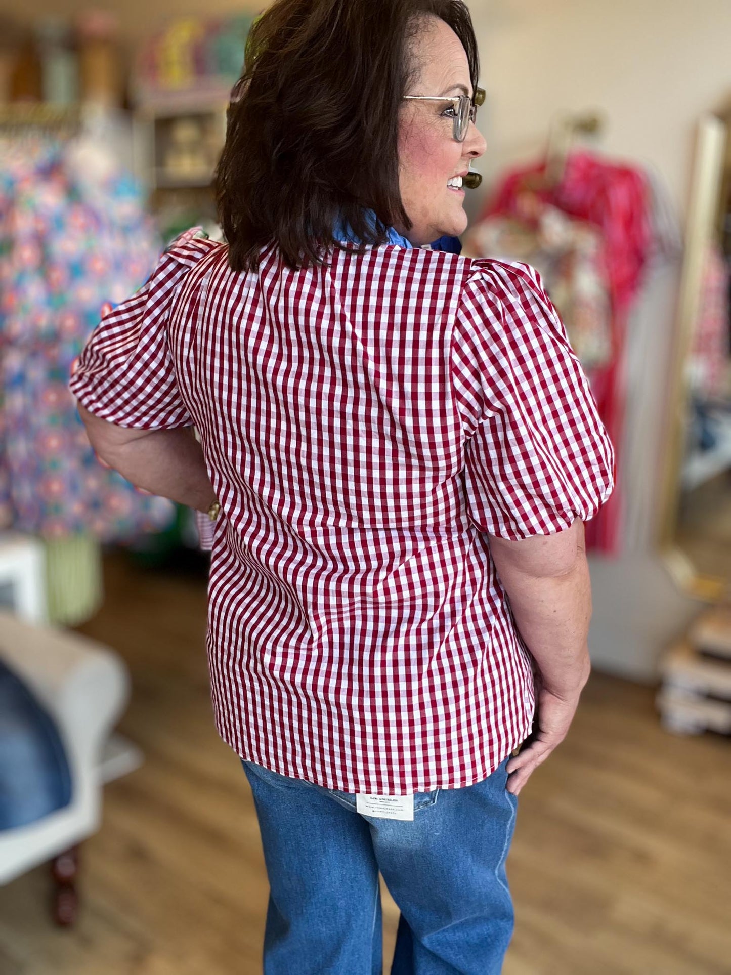 Sweet Tea & Sunshine Curvy Red Gingham Top