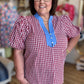 Sweet Tea & Sunshine Curvy Red Gingham Top