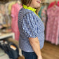 Sweet Tea & Sunshine Top Curvy Blue Gingham Top