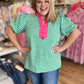 Sweet Tea & Sunshine Top Curvy Green Gingham Top