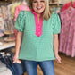 Sweet Tea & Sunshine Top Curvy Green Gingham Top