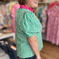 Sweet Tea & Sunshine Top Curvy Green Gingham Top