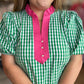 Sweet Tea & Sunshine Top Curvy Green Gingham Top