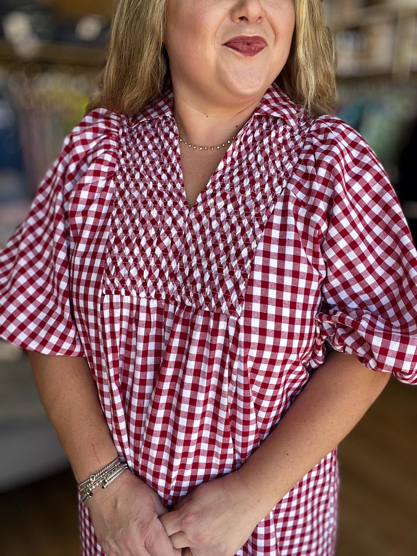 Sweet as Freedom Curvy Red Gingham Midi Dress