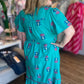 Teal Treasure Curvy Embroidered Midi Dress