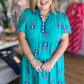 Teal Treasure Curvy Embroidered Midi Dress