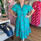 Teal Treasure Curvy Embroidered Midi Dress