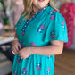 Teal Treasure Curvy Embroidered Midi Dress
