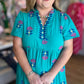 Teal Treasure Curvy Embroidered Midi Dress