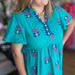 Teal Treasure Curvy Embroidered Midi Dress