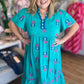 Teal Treasure Curvy Embroidered Midi Dress