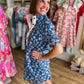 Teal & Tea Roses Blue Floral Mini Dress