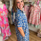 Teal & Tea Roses Blue Floral Mini Dress
