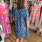 Teal & Tea Roses Blue Floral Mini Dress