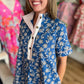 Teal & Tea Roses Blue Floral Mini Dress