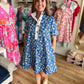 Teal & Tea Roses Blue Floral Mini Dress