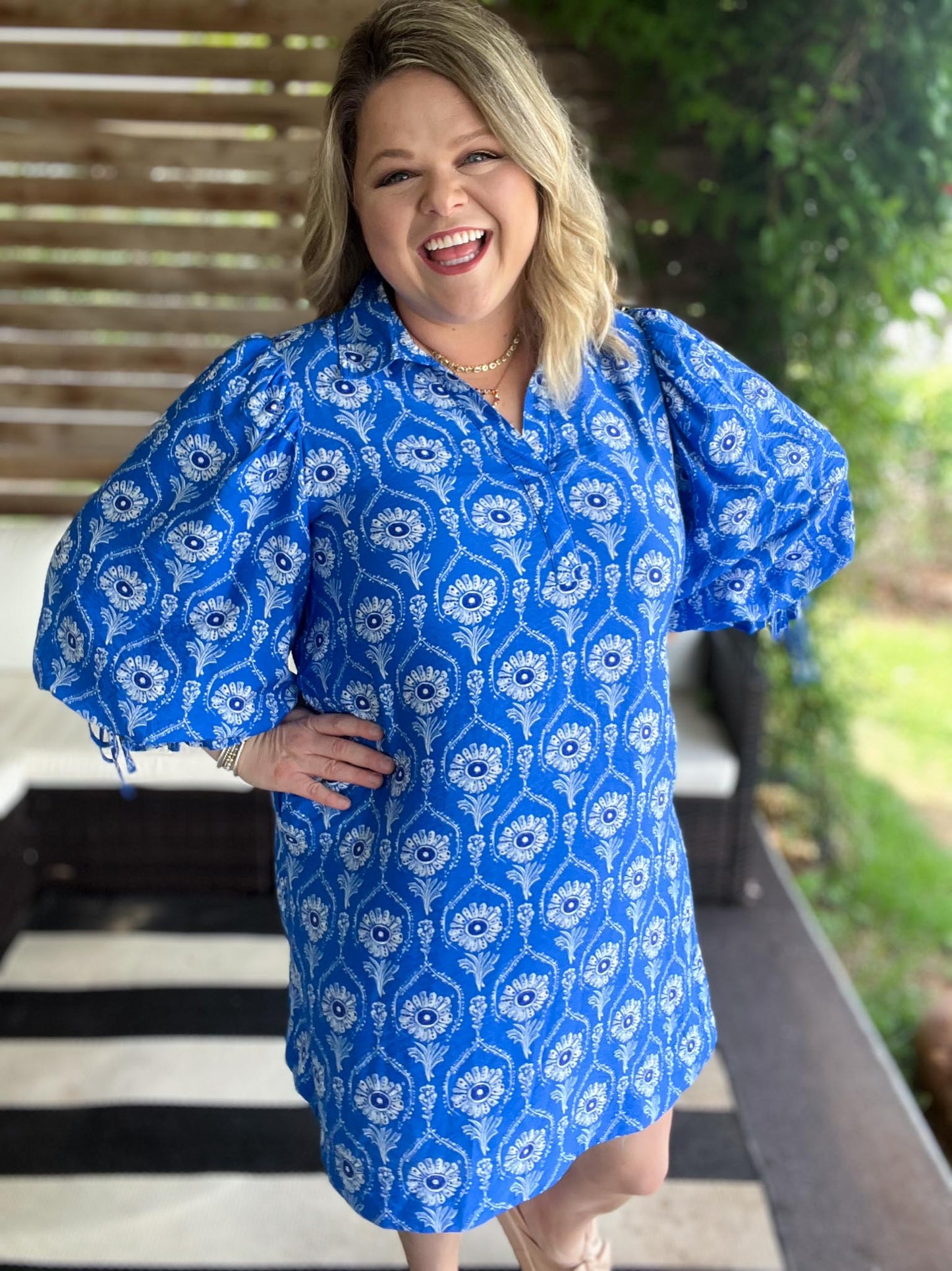Tequila Sunrise Curvy Cerulean Blue Dress