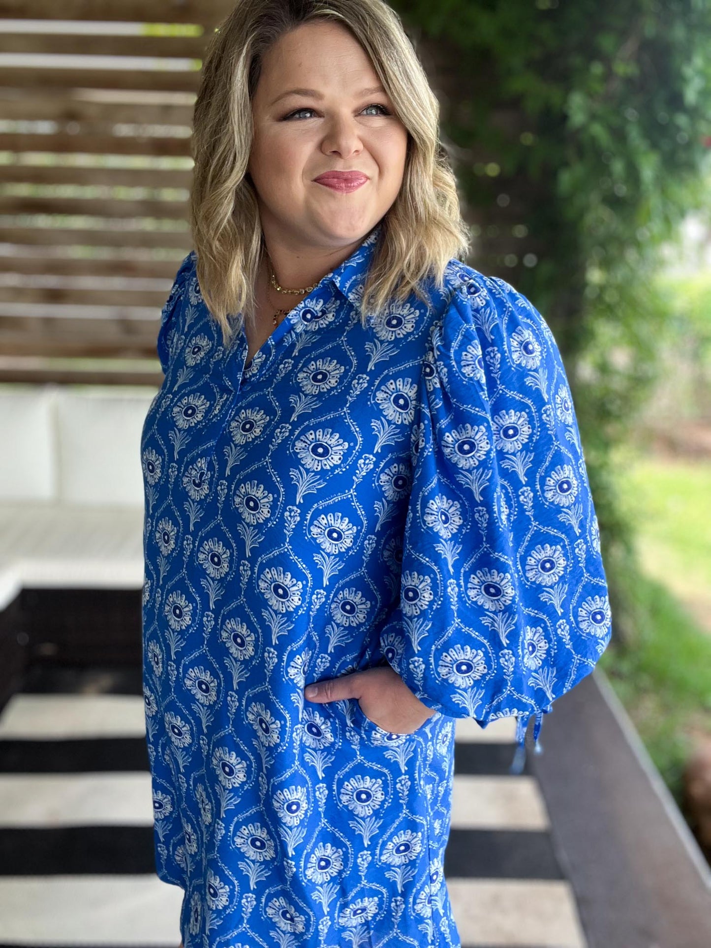 Tequila Sunrise Curvy Cerulean Blue Dress