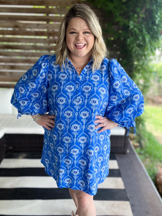 Tequila Sunrise Curvy Cerulean Blue Dress