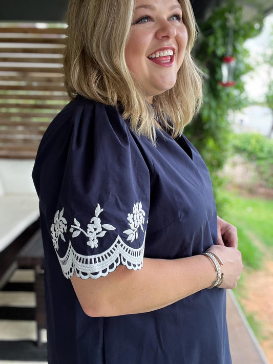 That Coastal Glow Plus-Size Embroidered Mini Dress