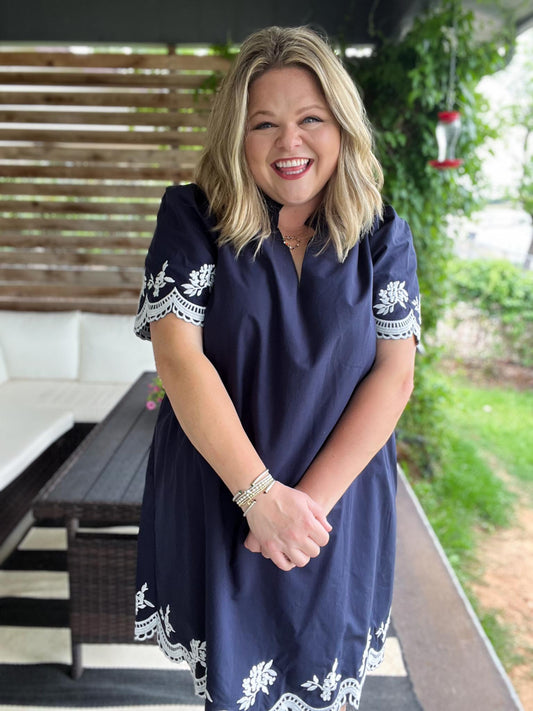 That Coastal Glow Plus-Size Embroidered Mini Dress