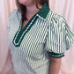 The Ball's in Your Court Green and White Stripe Top