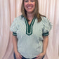 The Ball's in Your Court Green and White Stripe Top