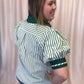 The Ball's in Your Court Green and White Stripe Top