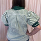 The Ball's in Your Court Green and White Stripe Top