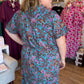 The Bright Side of Fall Plus-Size Teal Floral Button Down Midi Dress