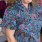 The Bright Side of Fall Plus-Size Teal Floral Button Down Midi Dress