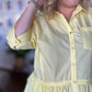The Essential Curvy Yellow Ruffle Button Top