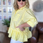 The Essential Curvy Yellow Ruffle Button Top