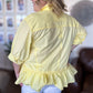 The Essential Curvy Yellow Ruffle Button Top