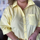 The Essential Curvy Yellow Ruffle Button Top