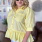 The Essential Curvy Yellow Ruffle Button Top