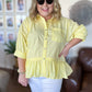 The Essential Curvy Yellow Ruffle Button Top
