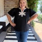 The Last Bloom Plus-Size Black Embroidered Top