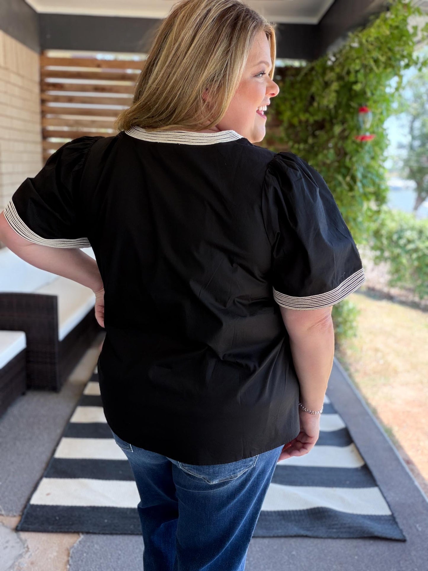 The Last Bloom Plus-Size Black Embroidered Top