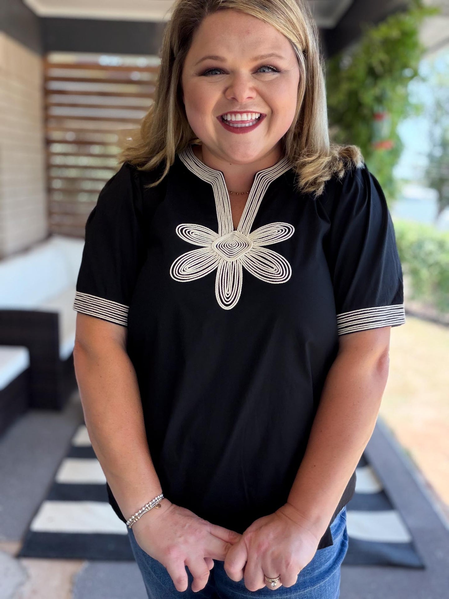 The Last Bloom Plus-Size Black Embroidered Top